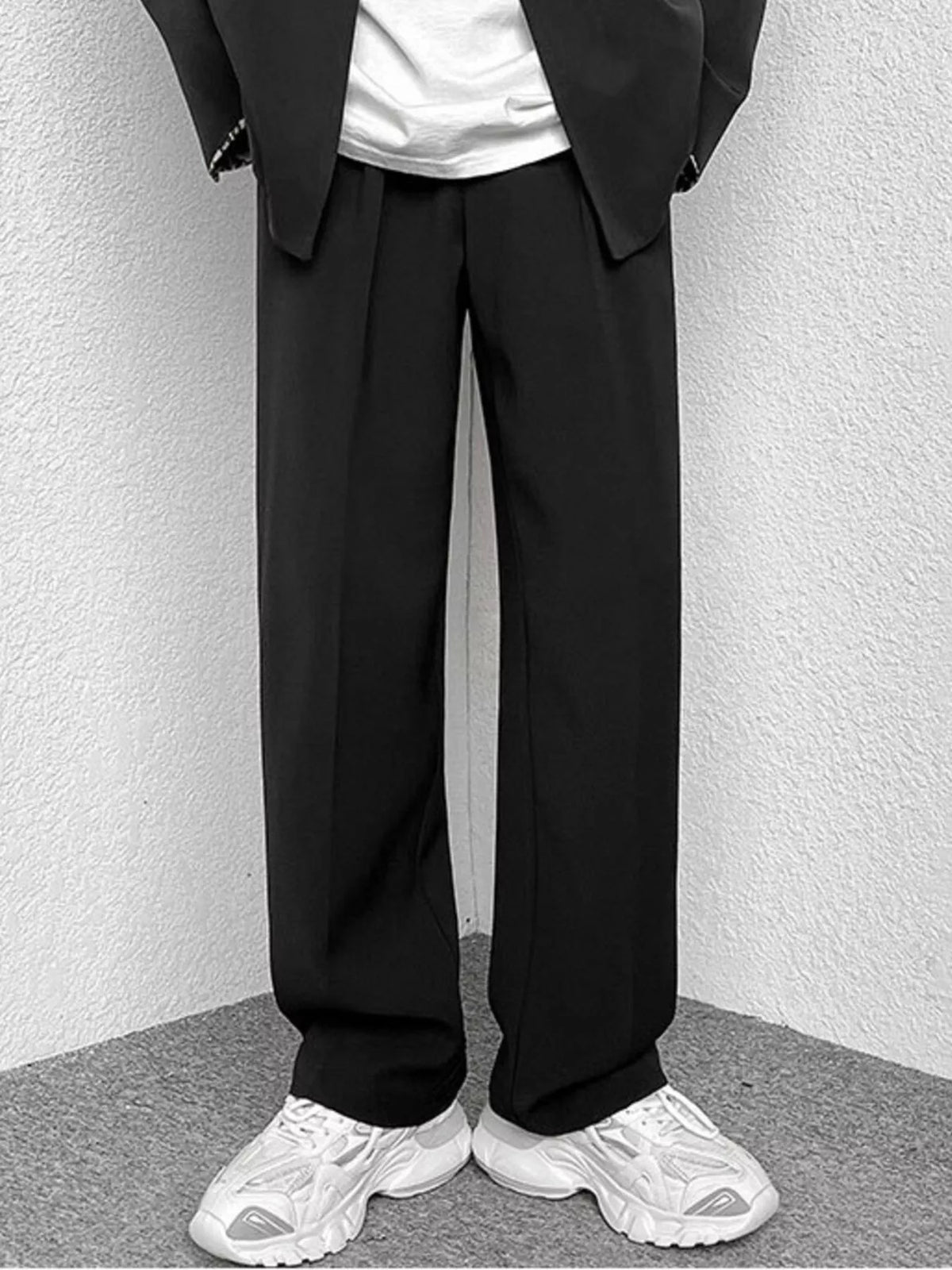 Men's Full Size Wide-Leg Casual Pants Plus Size in Black