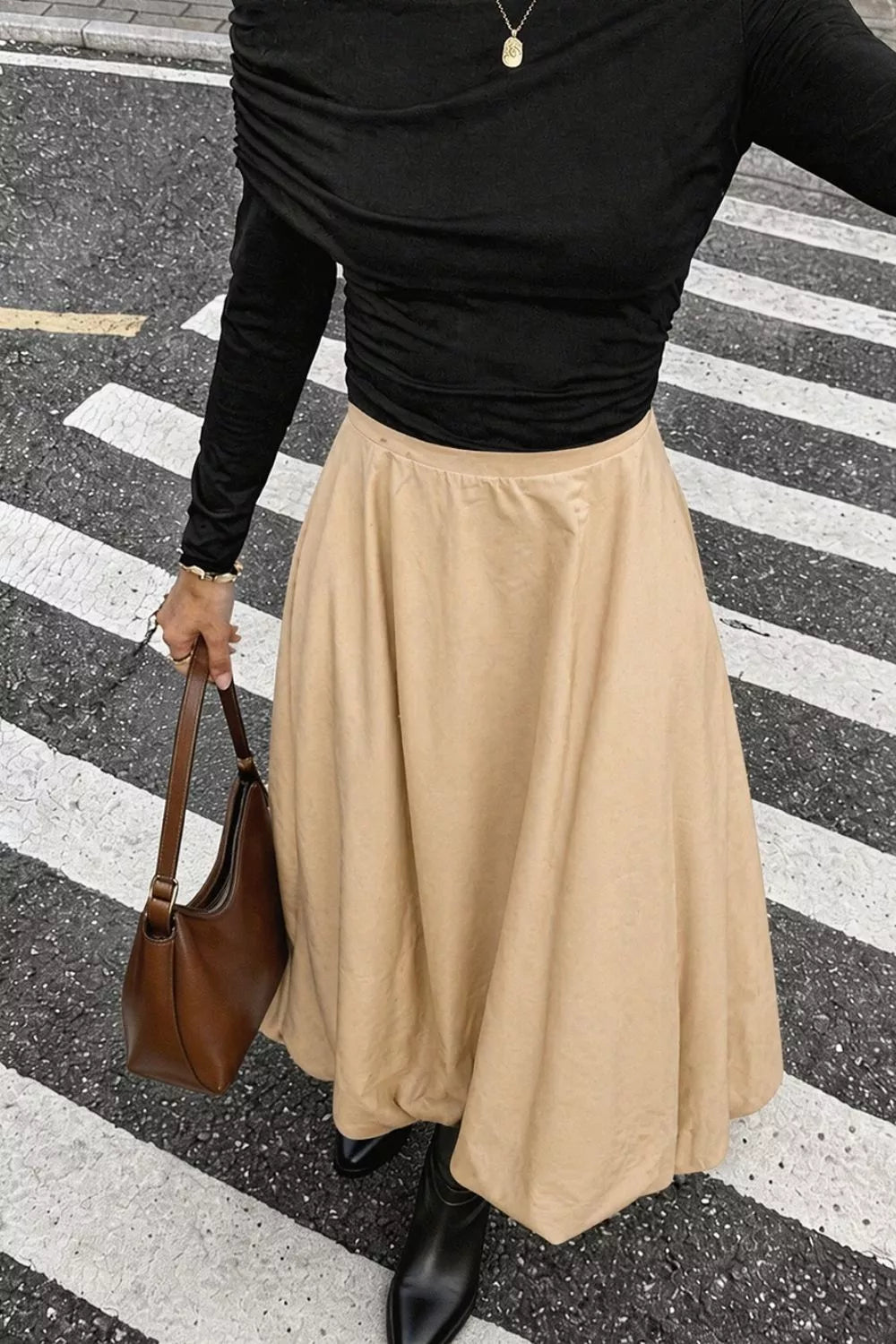 High-Waisted A-Line Midi Skirt - Lilixa.store