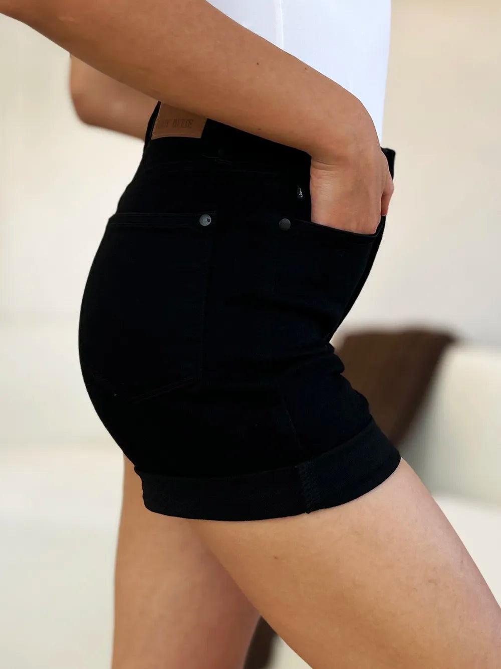 Judy Blue Full Size High Waist Tummy Control Cuffed Denim Shorts - Lilixa.store