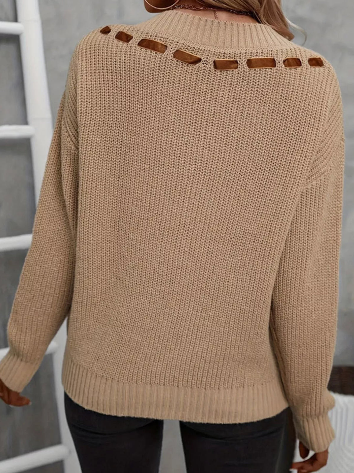 Ribbon Tie V-Neck Sweater