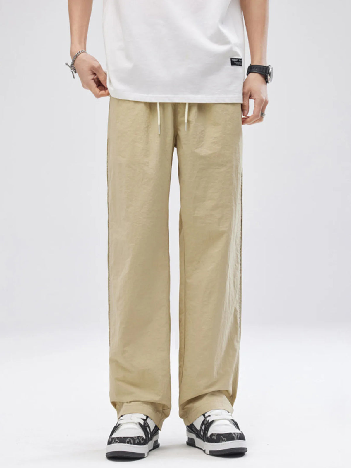 Men's Full Size Striped Wide Leg Pants Plus Size, view 2