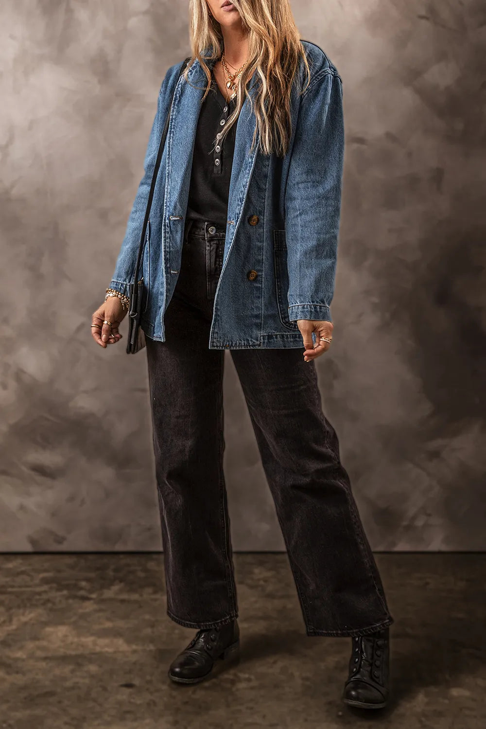 Pocketed Long Sleeve Denim Jacket, view 10