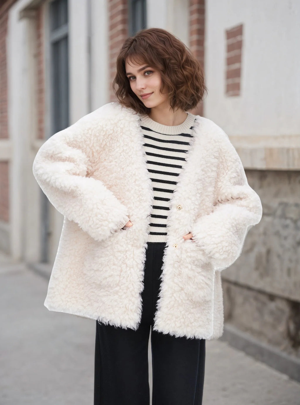 Fleece Button Up Long Sleeve Outerwear - Lilixa.store