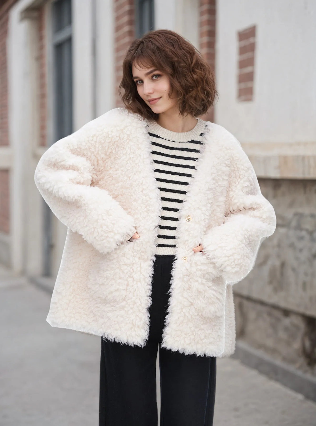 Fleece Button Up Long Sleeve Outerwear - Lilixa.store