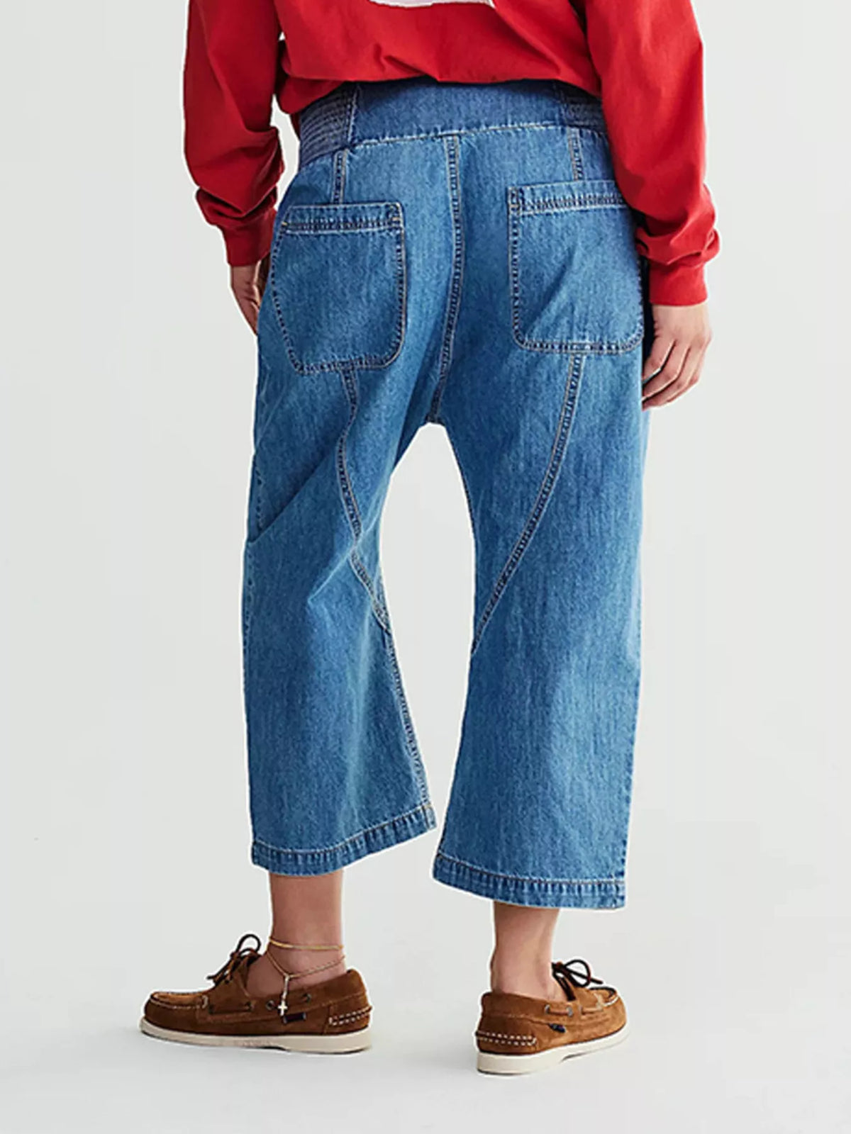 Smocked High-Waisted Wide Leg Jeans - Lilixa.store