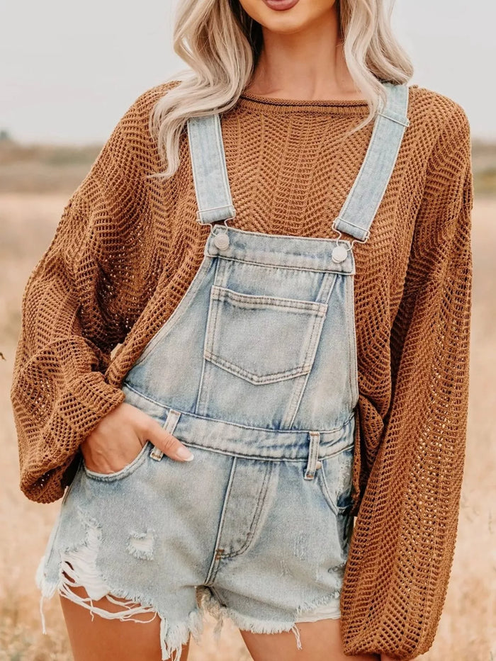 Distressed Denim Overalls Shorts - Lilixa.store