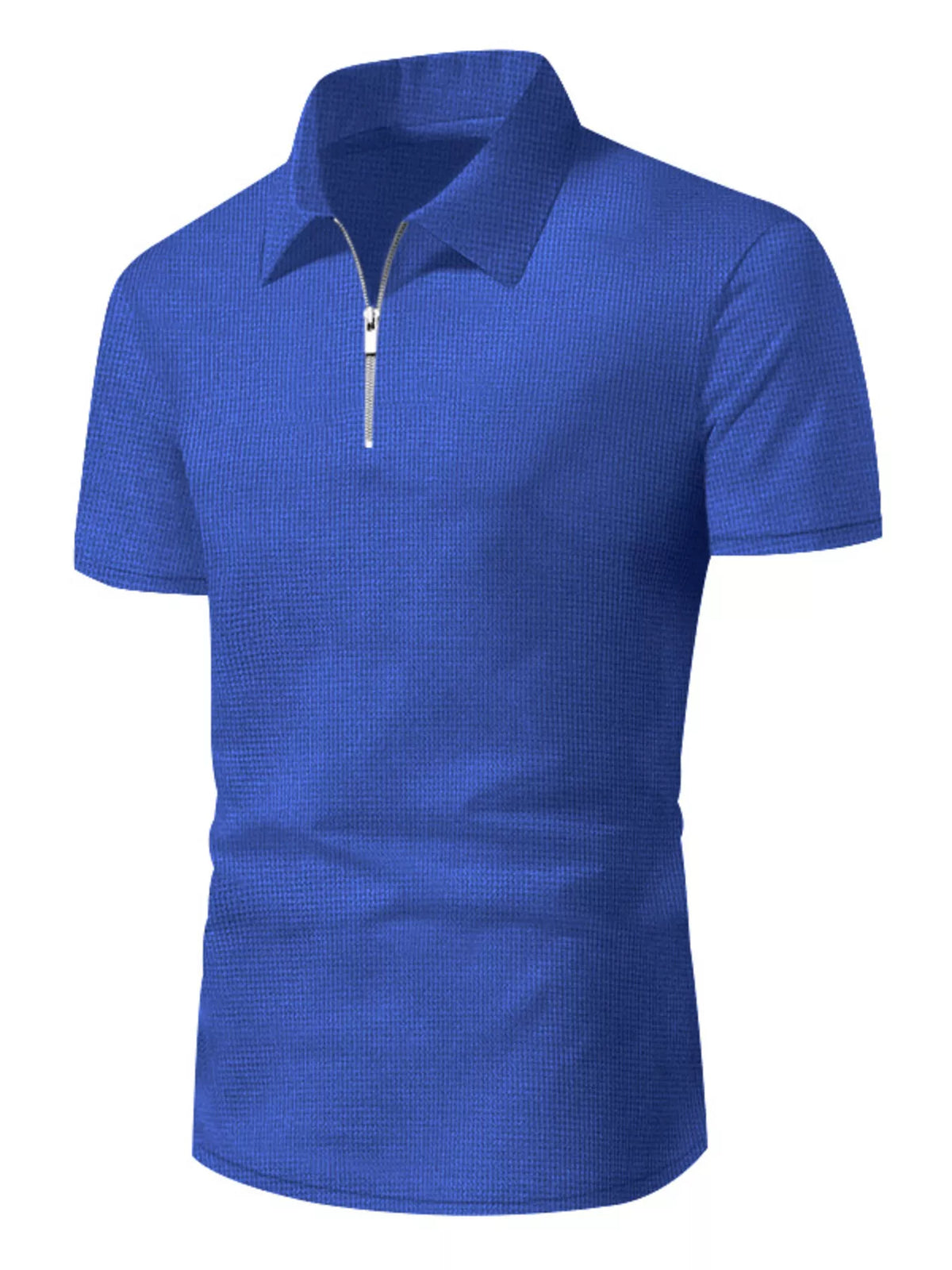 Men's Plus Size Quarter Zipper Polo Shirt and Shorts Set