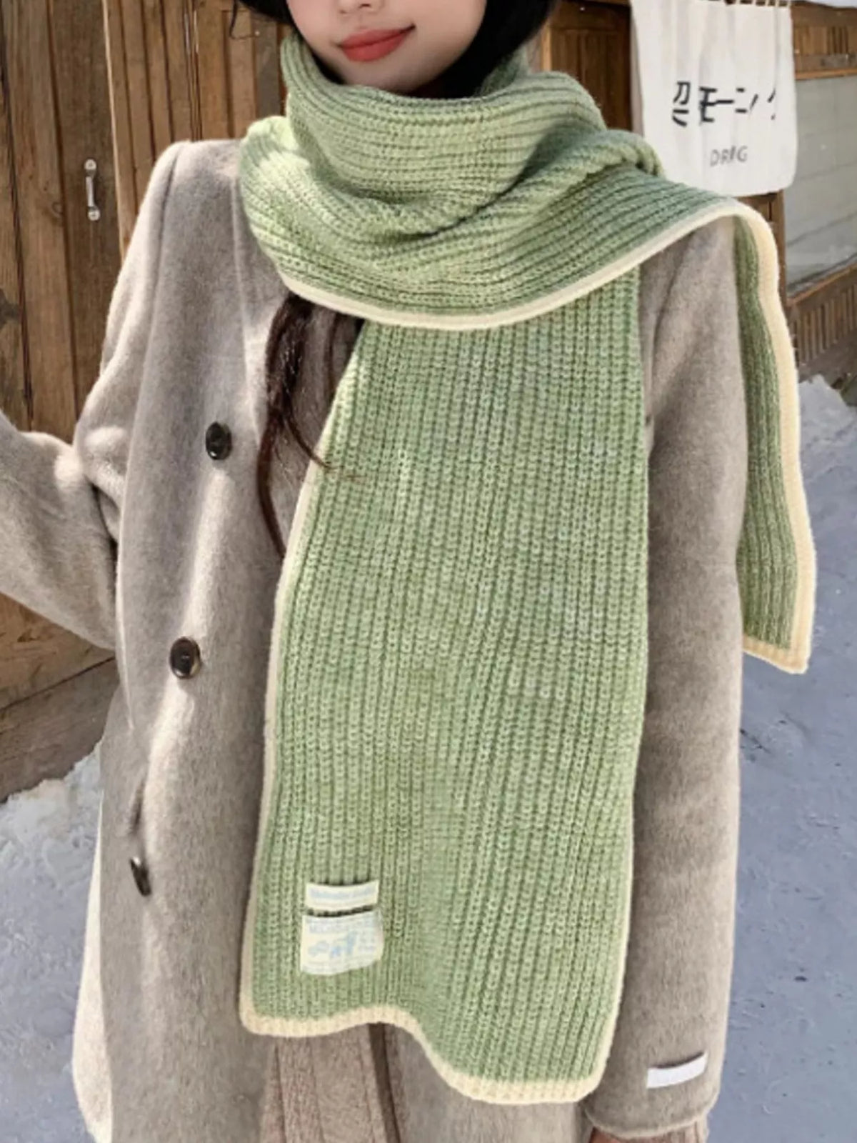 Contrast Trim Knitted Winter Scarf - Lilixa.store