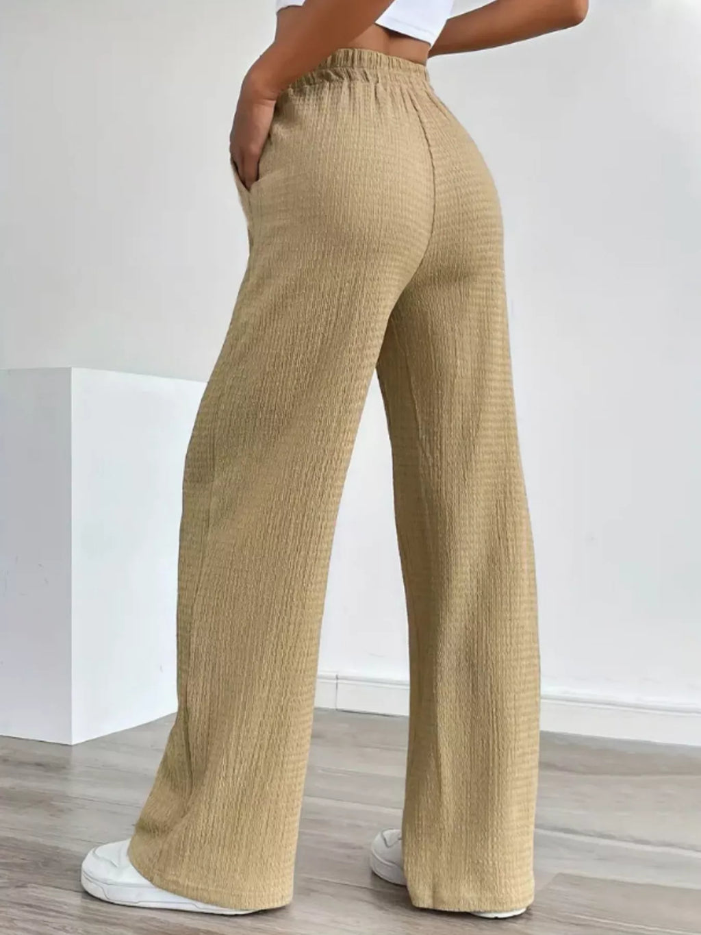 Texture Wide Leg Pants - Lilixa.store