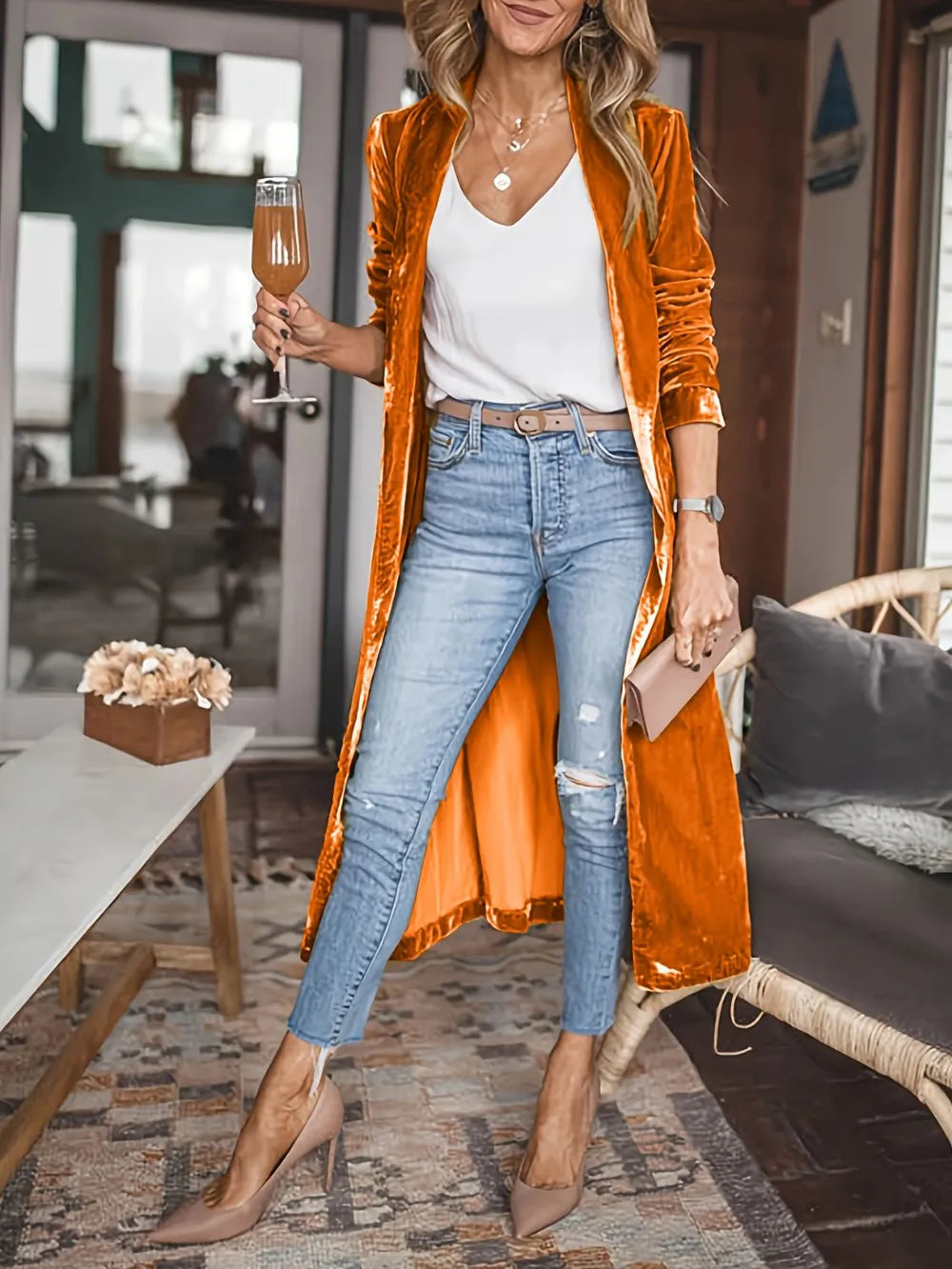 Open Front Long Sleeve Coat, view 18