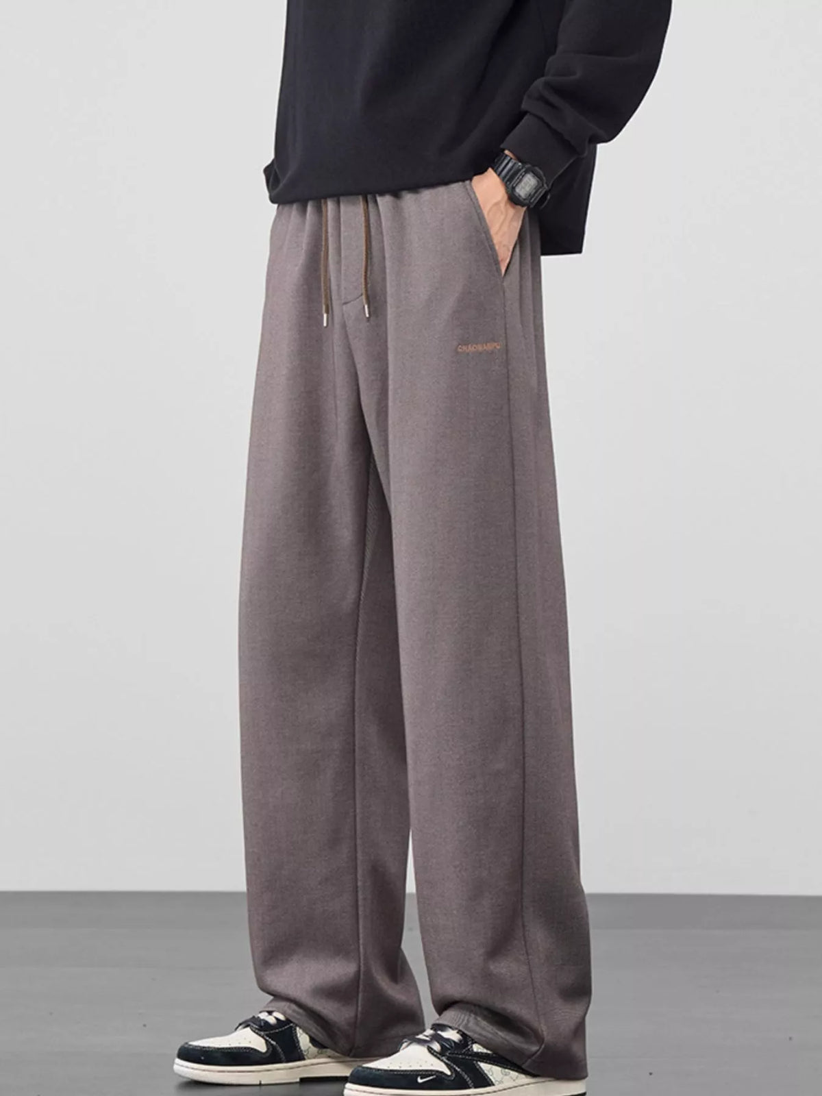 Men's Plus Size Casual Loose Fit Drawstring Pants in Mauve