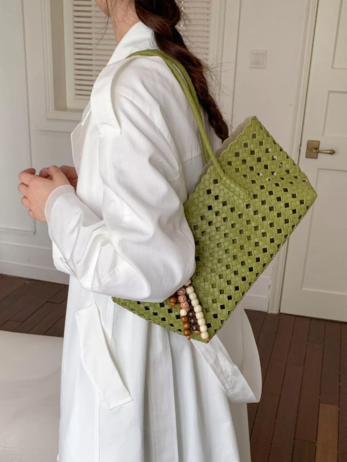 Woven Hollow-Out Shoulder Bag