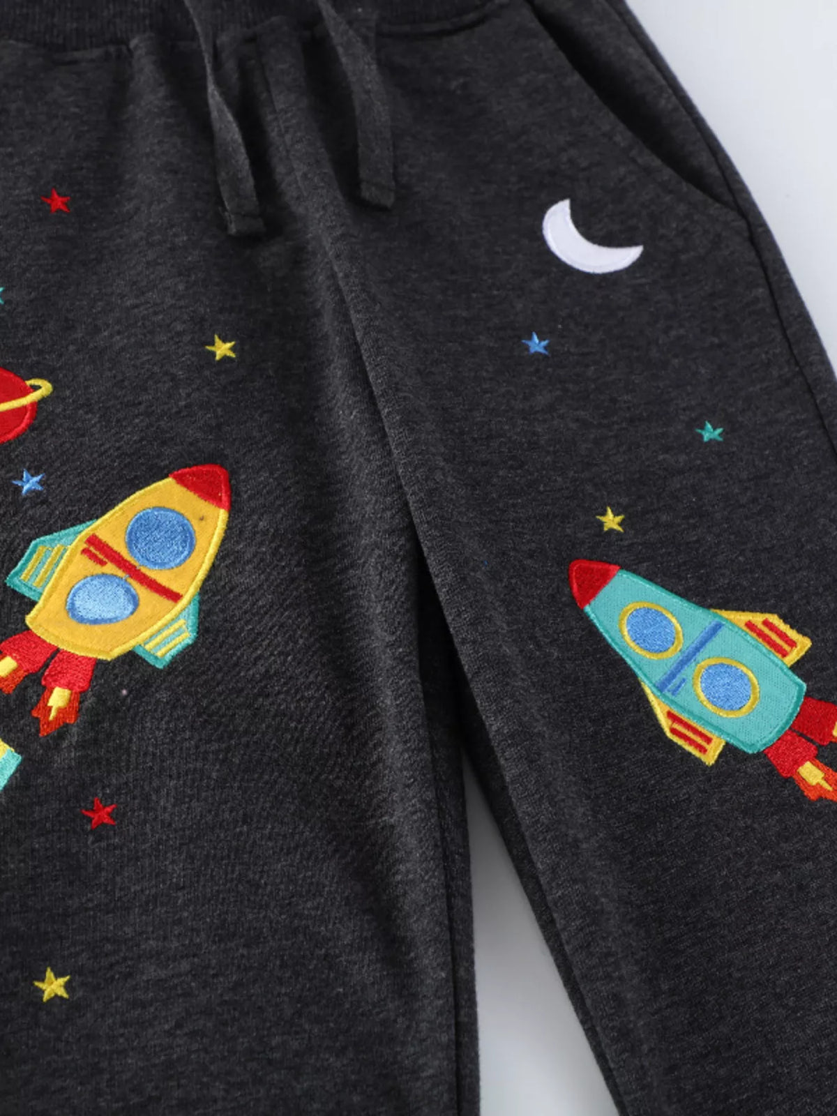 Children's Space Rocket Embroidered Joggers - Lilixa.store