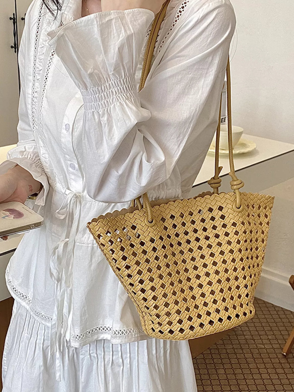 Woven Leather Shoulder Bag - Lilixa.store