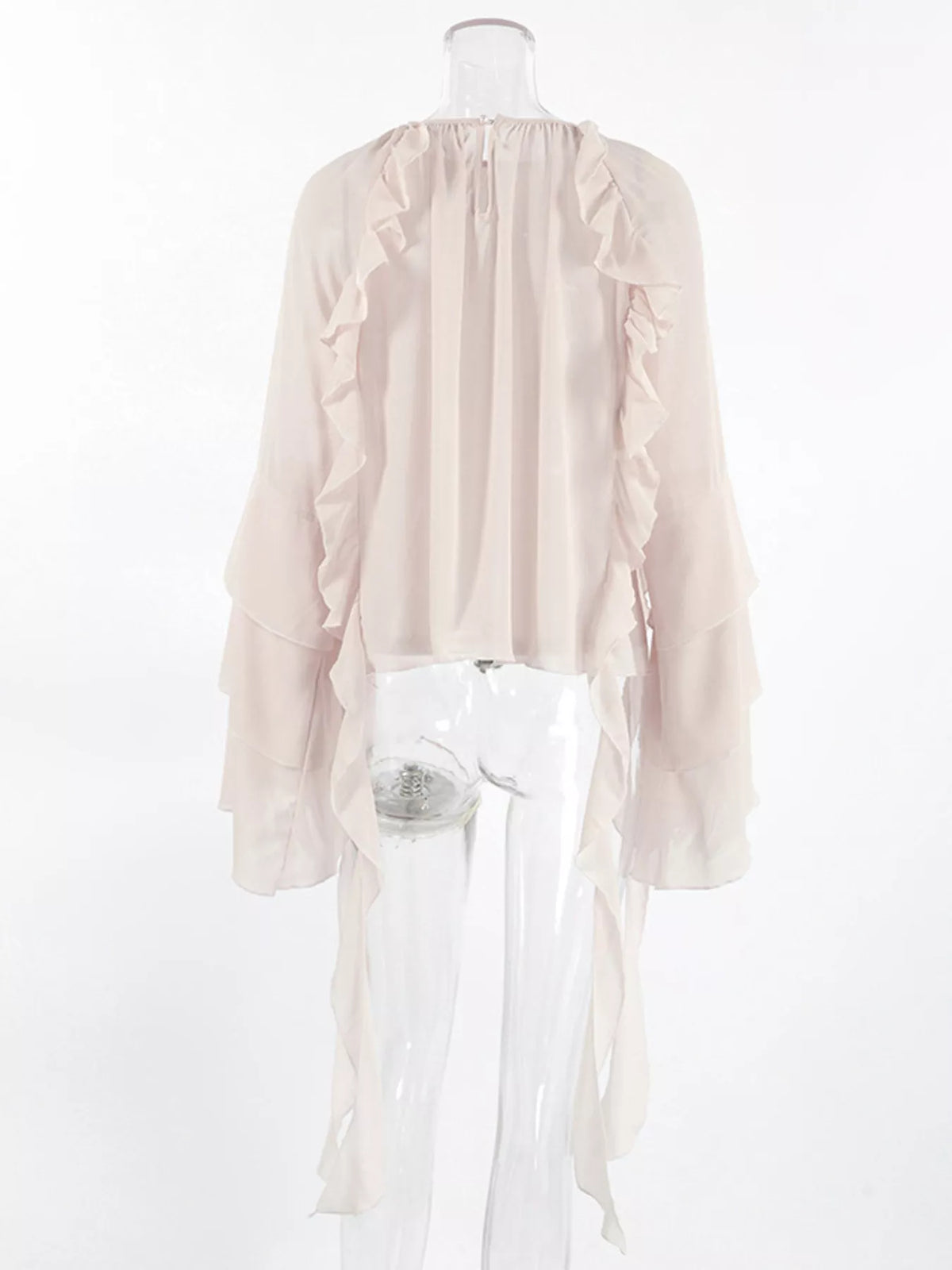 Ruffled Flare Sleeve Blouse in Eggshell, view 10