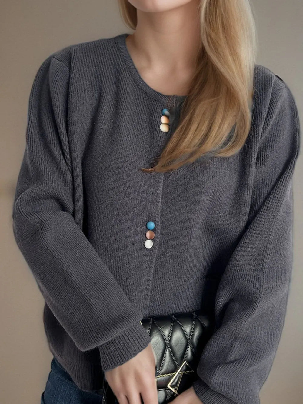 Button Down Long Sleeve Cardigan with Pockets - Lilixa.store