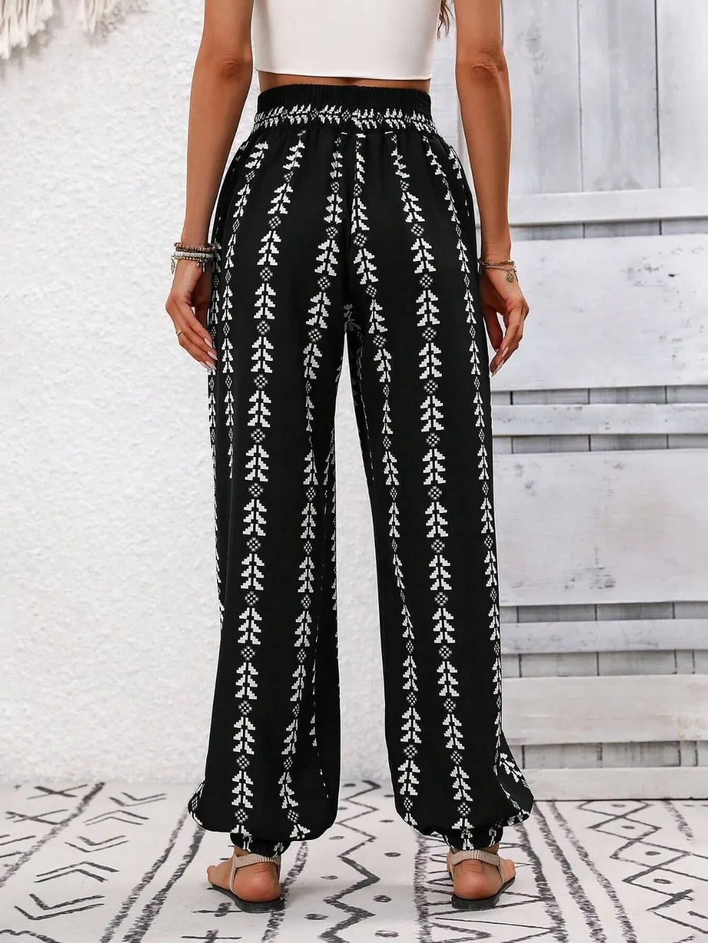 Tied Printed High Waist Pants - Lilixa.store