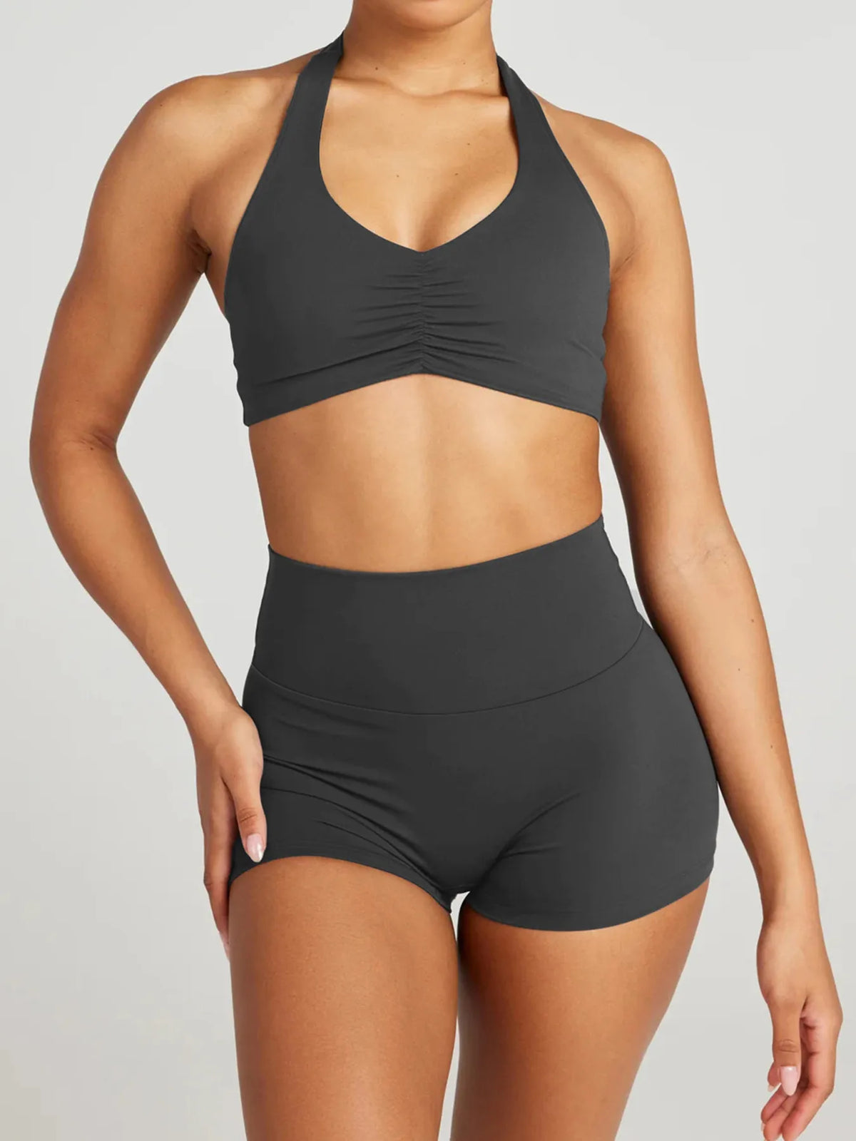Halter Neck Cami and Shorts Active Set - Lilixa.store