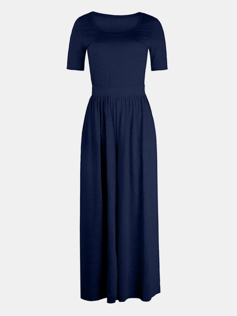 Scoop Neck Short Sleeve Jumpsuit - Lilixa.store