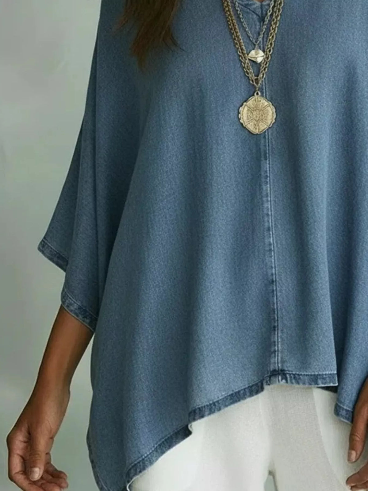 V-Neck Batwing Sleeve T-Shirt - Lilixa.store