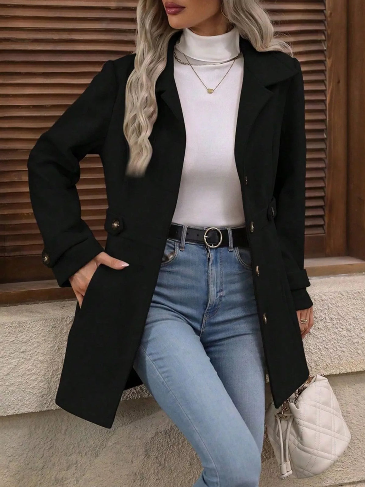 Single-Breasted Long Sleeve Coat - Lilixa.store