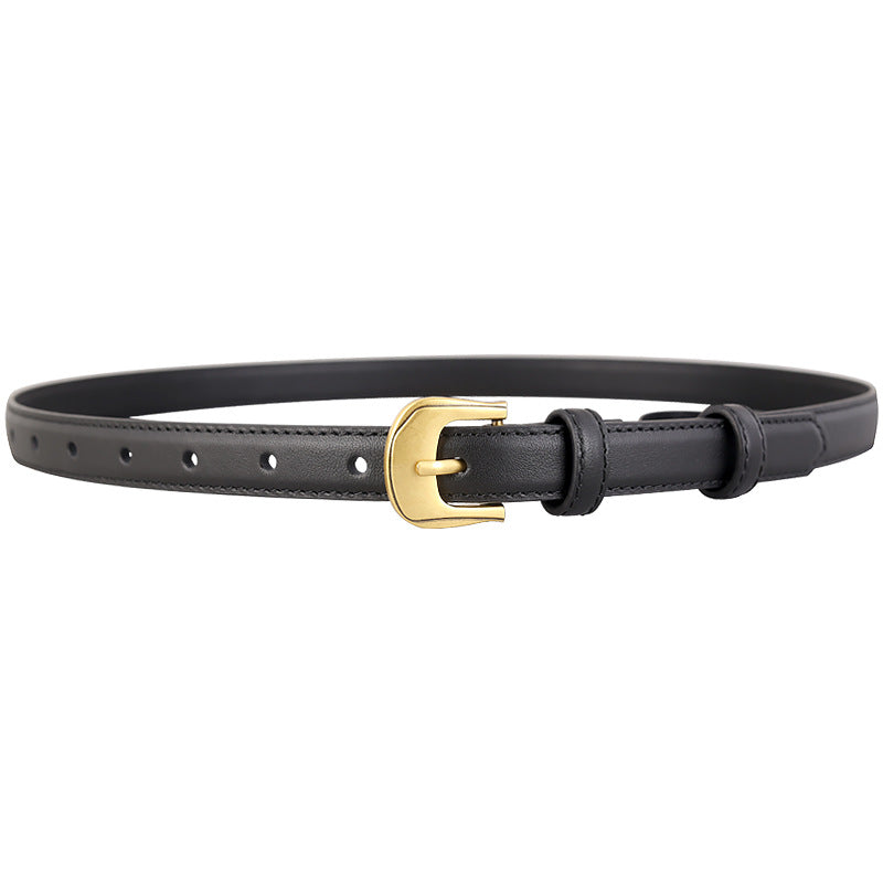 Leather Belt with Golden Buckle, view 3
