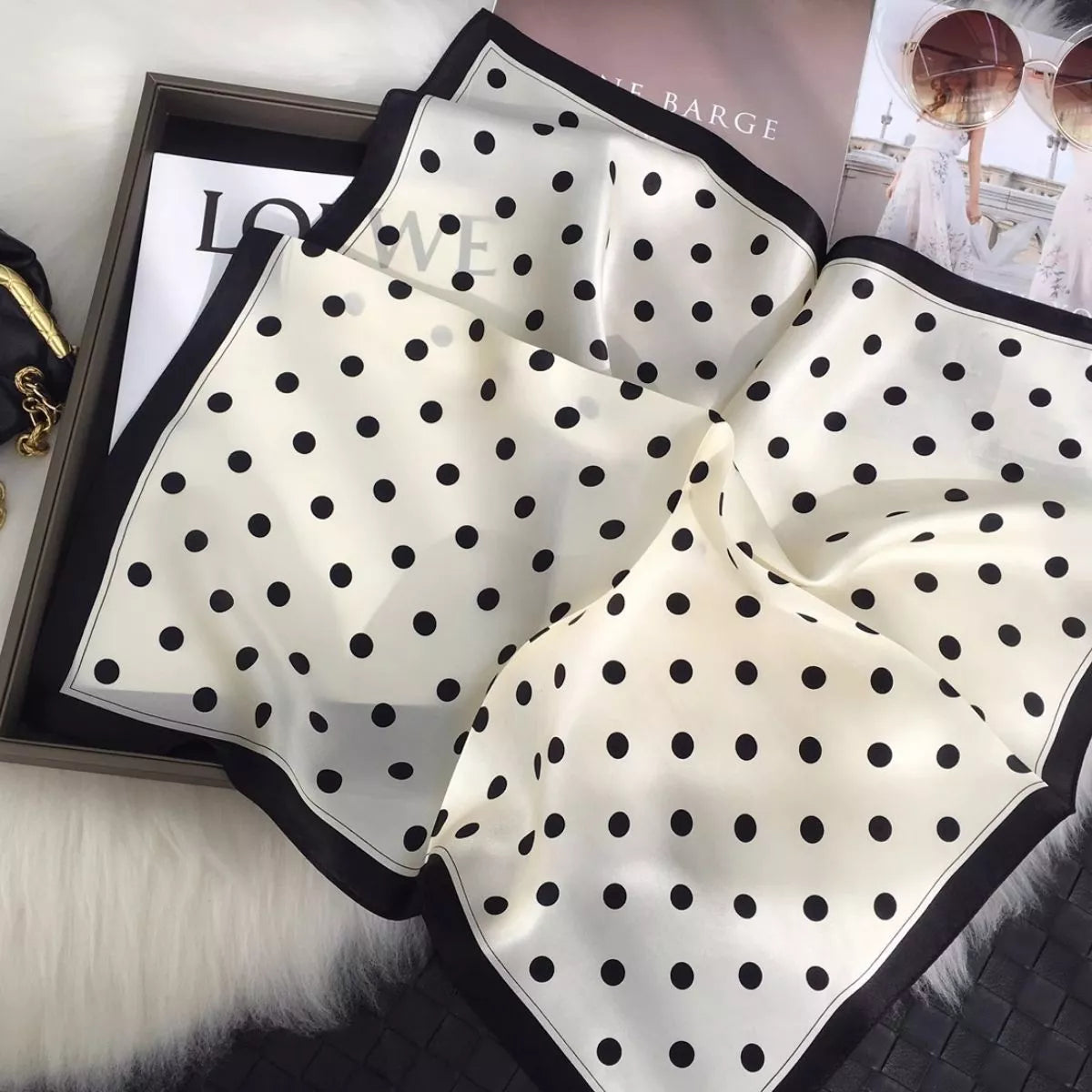 Elegant Polka Dot Silk Scarf - Lilixa.store