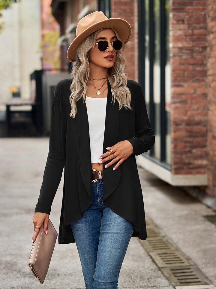 Open Front Long Sleeve Cardigan - Lilixa.store