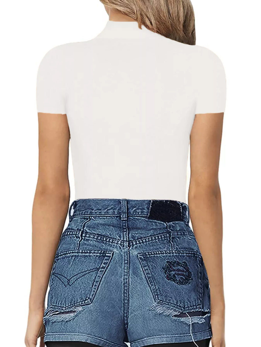 Mock Neck Short Sleeve Bodysuit - Lilixa.store