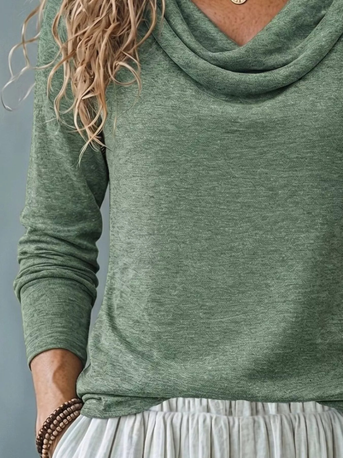 Cowl Neck Long Sleeve T-Shirt