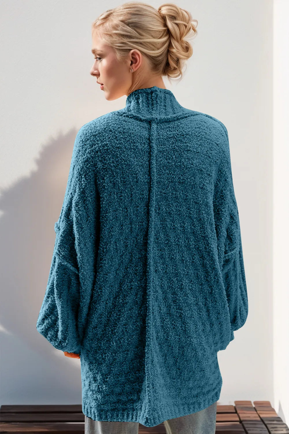 Double Take Full Size Open Front Long Sleeve Cardigan, view 2