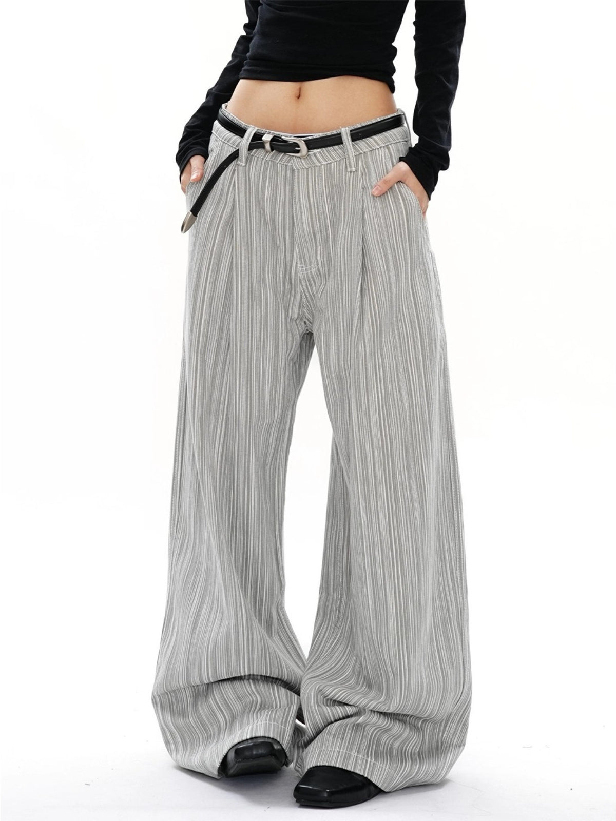 Men's Plus Size Wide Leg Pants in Gray, view 2
