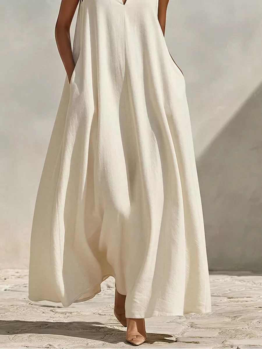 Sleeveless Maxi Dress with Side Pockets - Lilixa.store