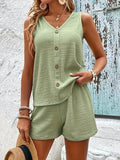 V-Neck Tank Top and Shorts Set - Lilixa.store