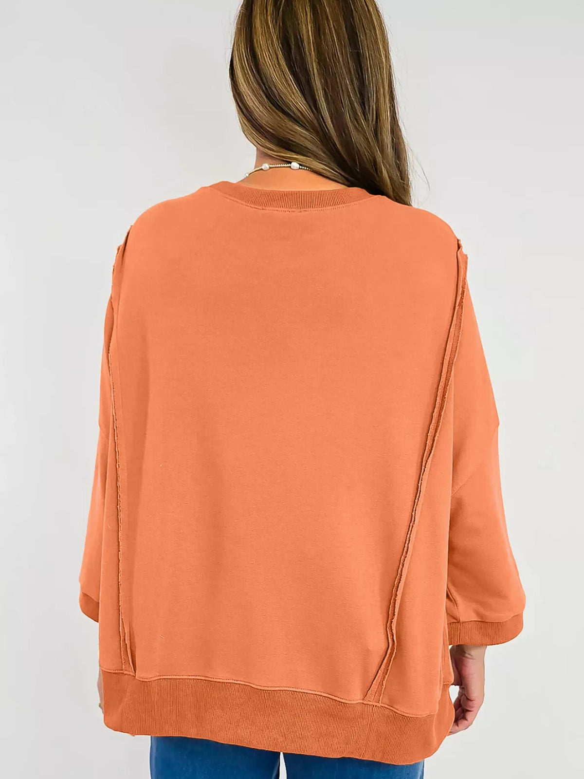 Bow Slit Round Neck Sweatshirt - Lilixa.store