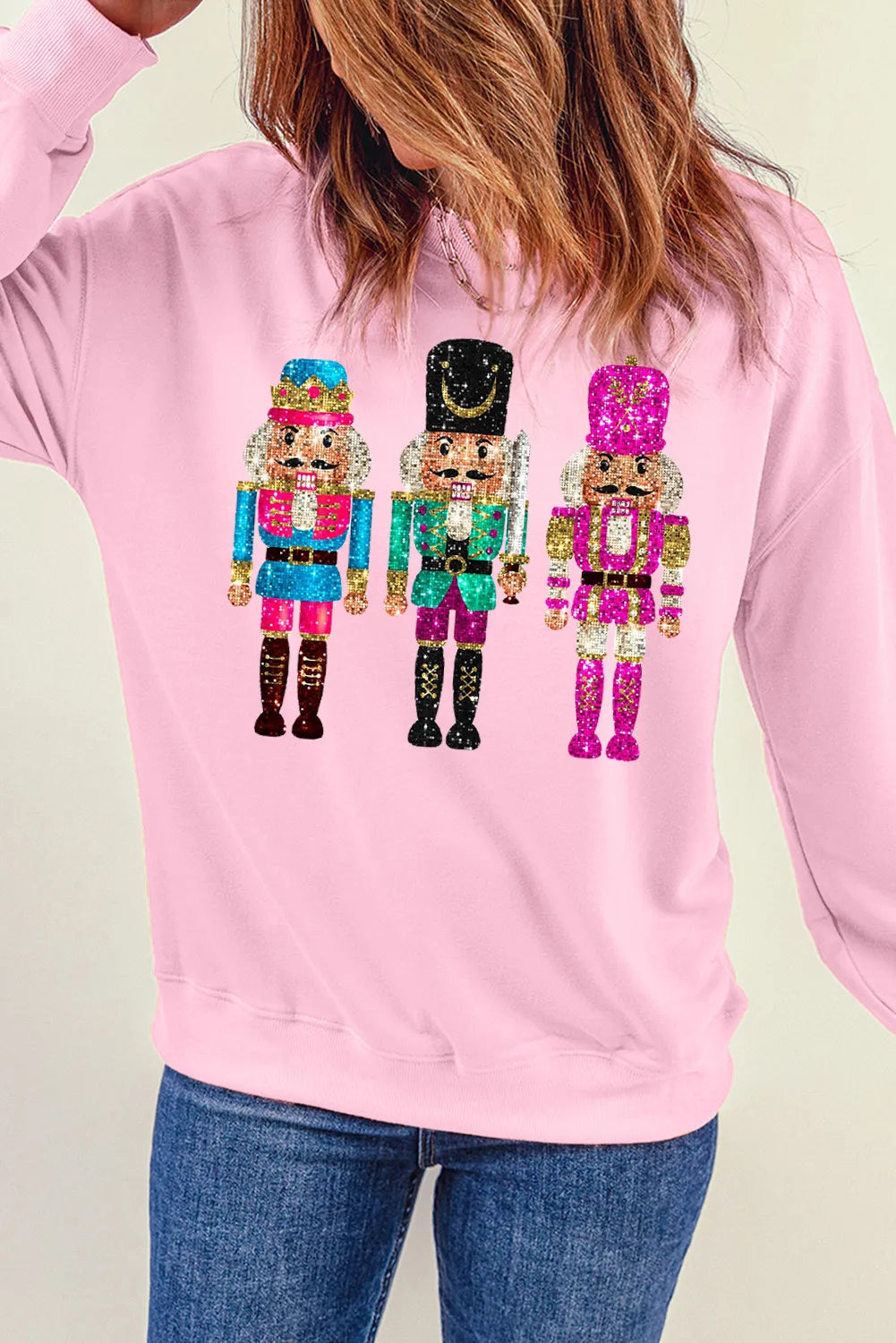 Nutcracker Graphic Round Neck Long Sleeve Sweatshirt - Lilixa.store
