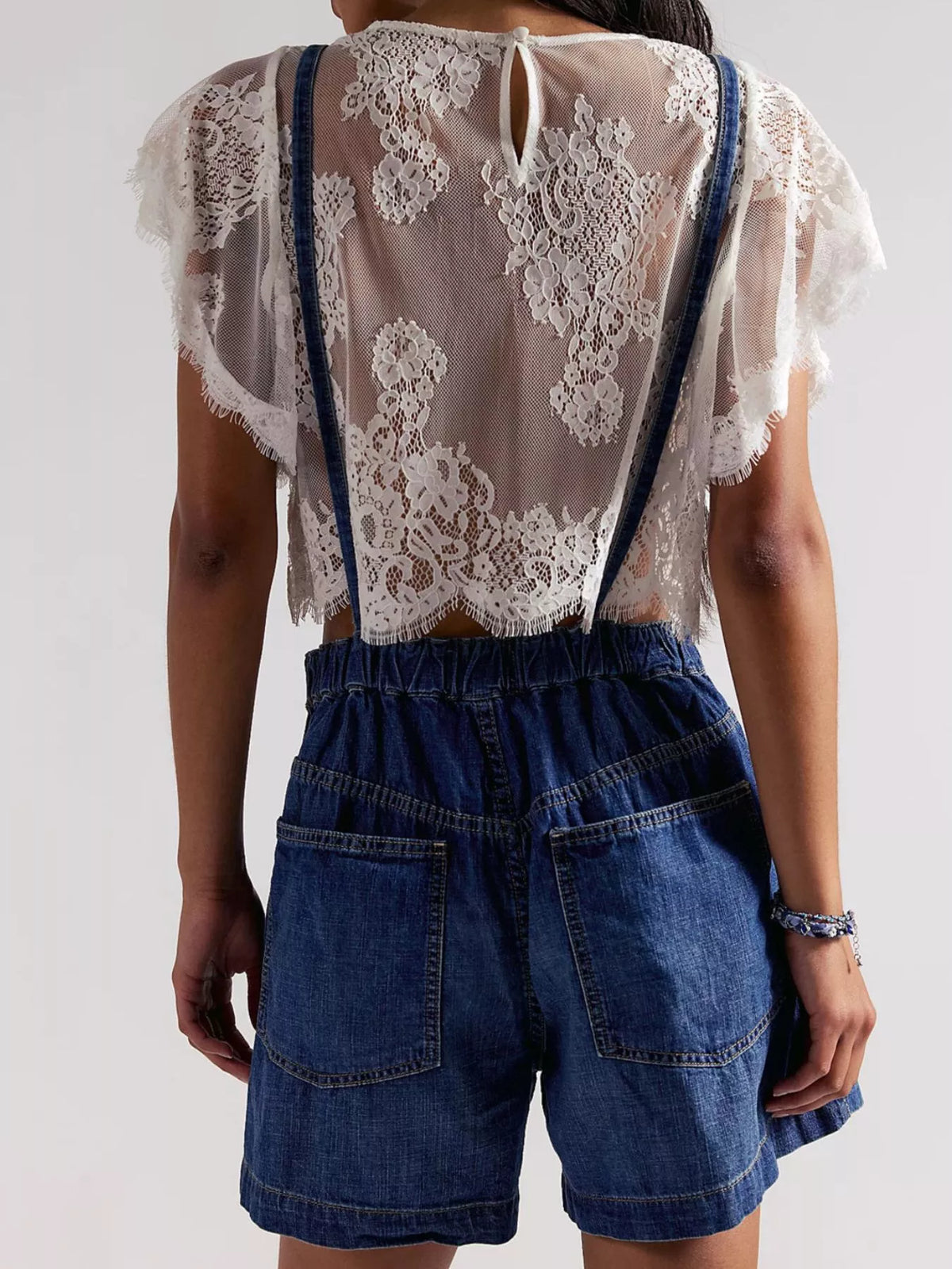 Backless Denim Short Overalls - Lilixa.store