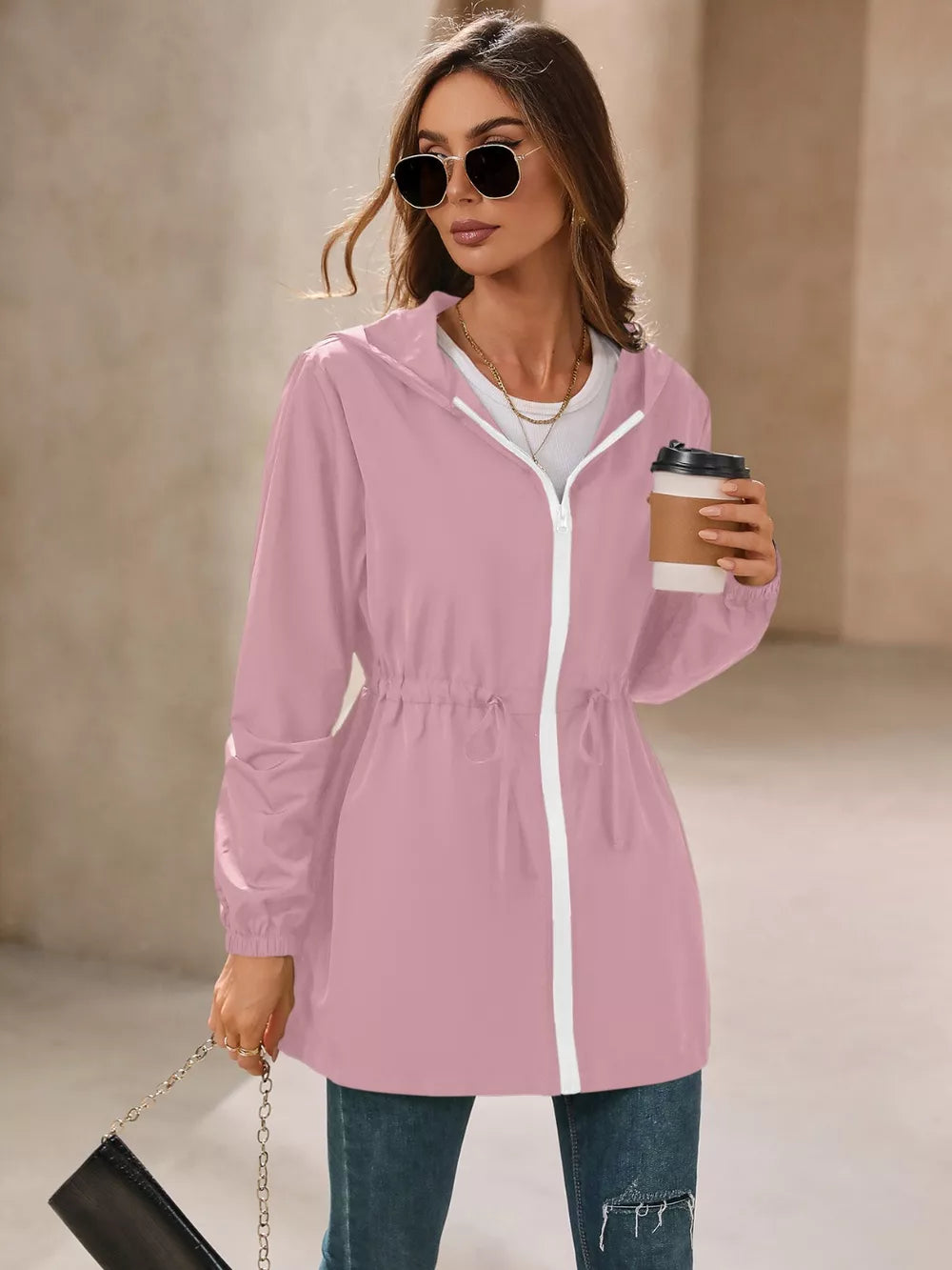 Ivy Lane Outdoor Waterproof Long Sleeve Hooded Windbreaker, view 7