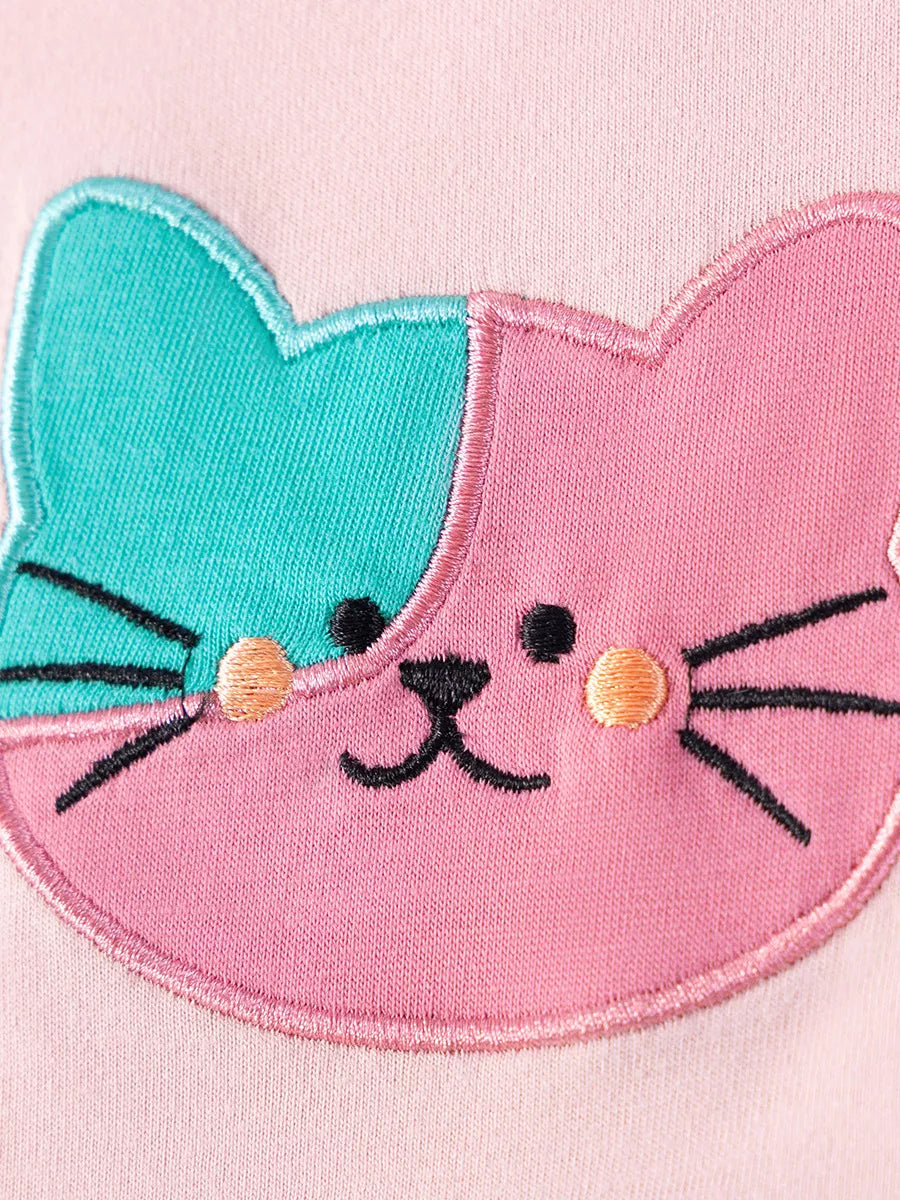 Children's Cat Embroidered Floral Tulle Dress - Lilixa.store