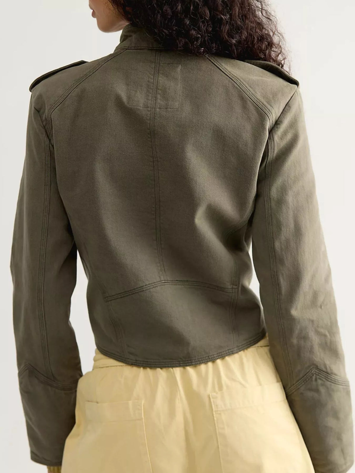 Decorative Button Cropped Jacket