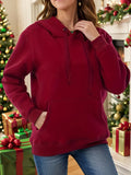 Drawstring Long Sleeve Hoodie with Kangaroo Pocket - Lilixa.store