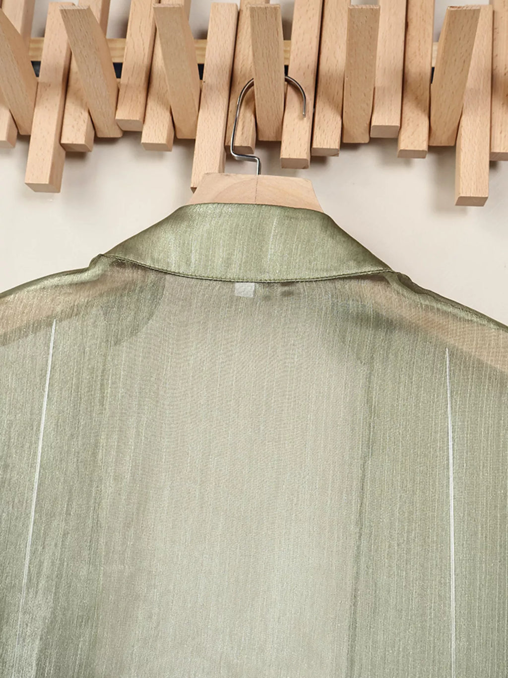 Sheer Front Tie Detail Long Sleeve Shirt - Lilixa.store