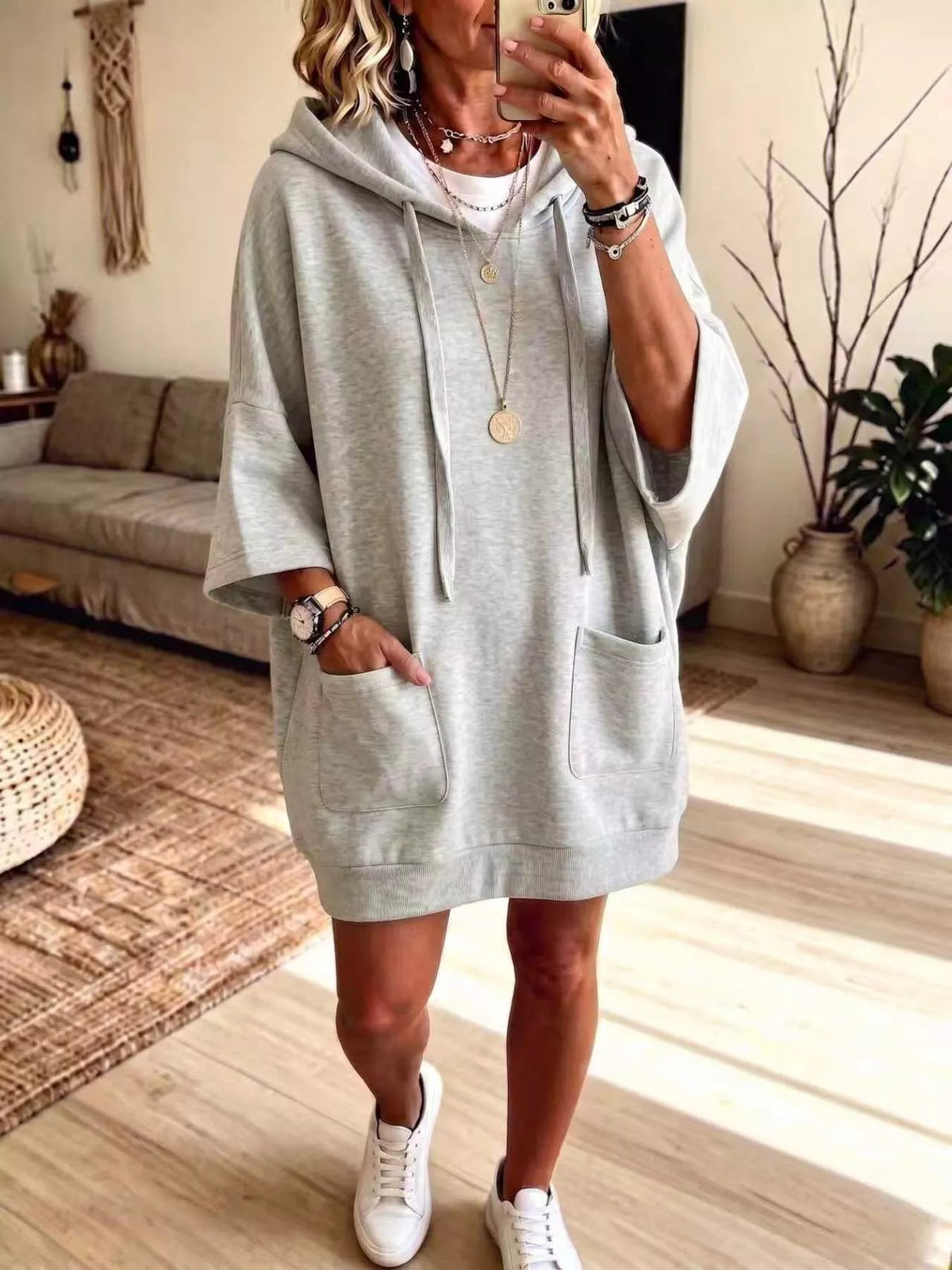 Full Size Drawstring Oversized Front Pockets Oversized Hoodie Plus Size - Lilixa.store