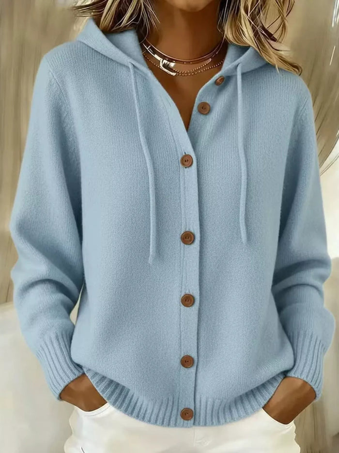 Full Size Hooded Button-Down Knit Cardigan Plus Size - Lilixa.store