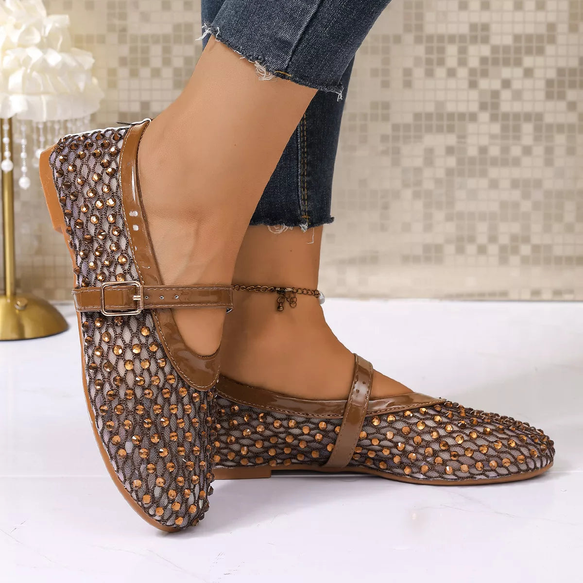 Sparkling Mesh Mary Jane Sneakers - Lilixa.store