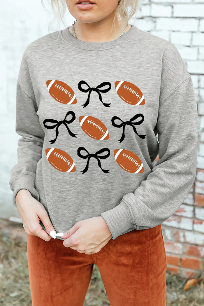 Football Round Neck Long Sleeve Sweatshirt - Lilixa.store