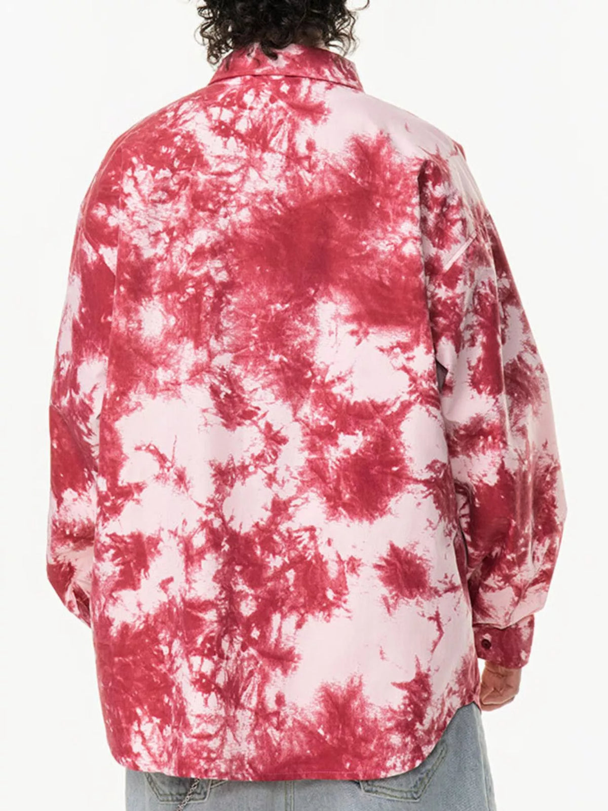 Men's Tie Dye Oversized Button Up Shirt Plus Size, view 8