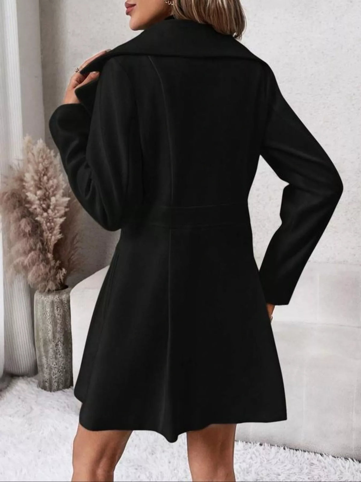 Double-Breasted Peplum Coat - Lilixa.store