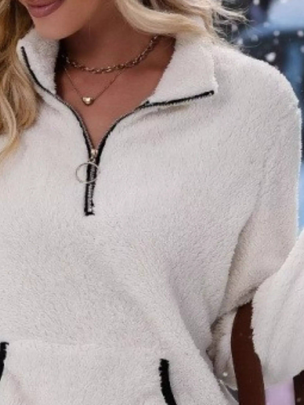 Full Size Cozy Fleece Quarter Zip Long Sleeve Sweatshirt Plus Size - Lilixa.store
