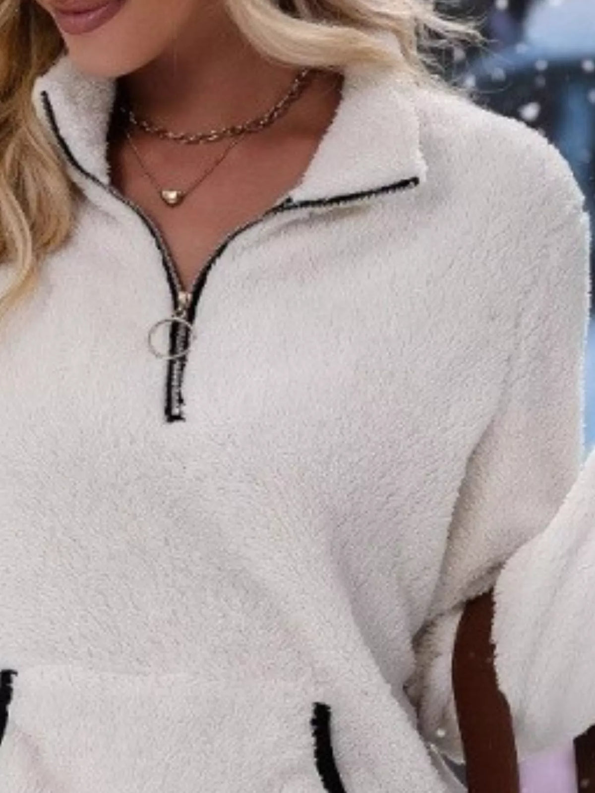 Full Size Cozy Fleece Quarter Zip Long Sleeve Sweatshirt Plus Size - Lilixa.store
